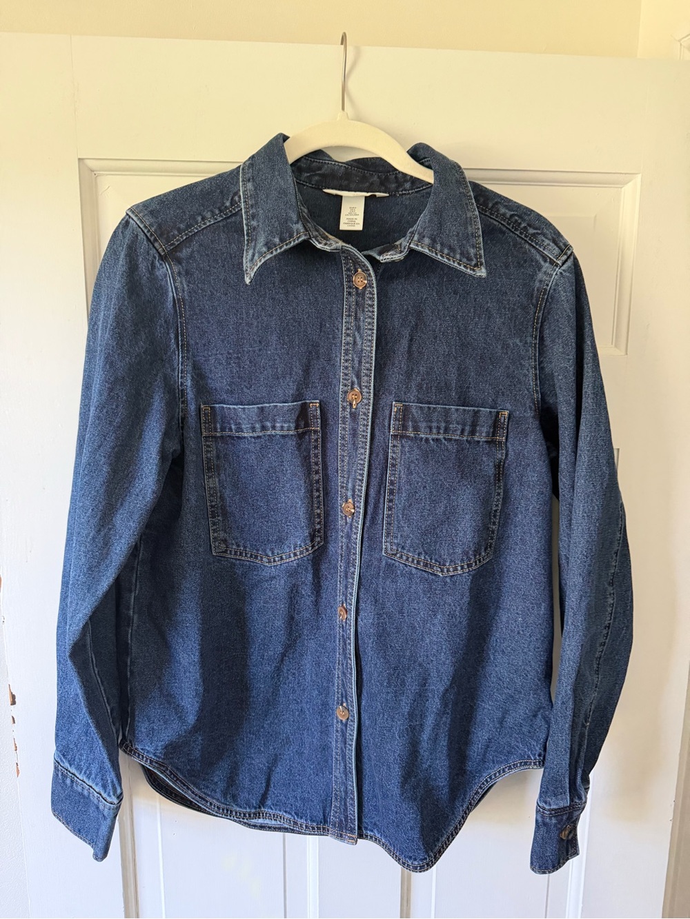 H&M Dark Blue Denim Button-Front Shirt